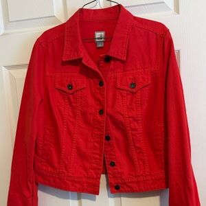 jcpenney Red Denim Jacket - Button Front Jean Jacket